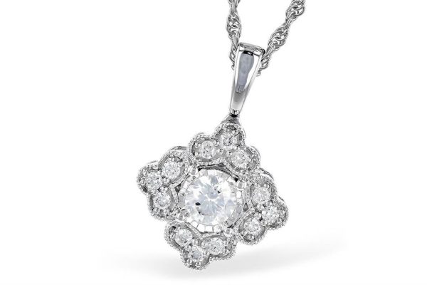 14K White Gold 0.15ctw Diamond Vintage Inspired Necklace by Allison Kaufman Online Sale