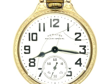 Estate Gold Tone Hamilton Railway Special Pocket Watch Hot on Sale