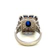 Estate Platinum & 18K Gold Oval Blue Sapphire & Diamond Halo Ring Cheap