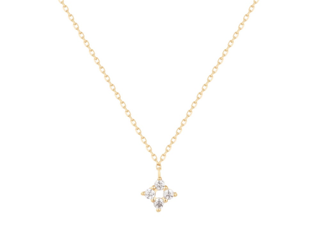 14K Yellow Gold 0.05ctw Diamond Cluster Necklace by Aurelie Gi Sale