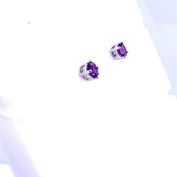 14K White Gold 0.90ctw Amethyst Stud Earrings Online now