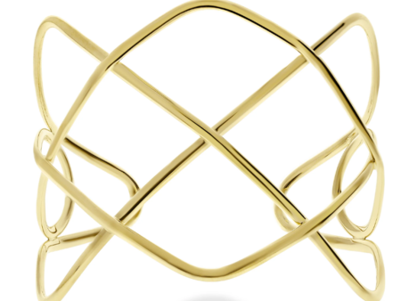 14K Yellow Gold Argyle Lines Cuff Bracelet Hot on Sale