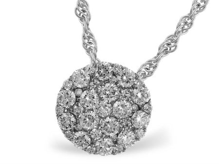 14K White Gold 1.00ctw Diamond Cluster Necklace by Allison Kaufman on Sale