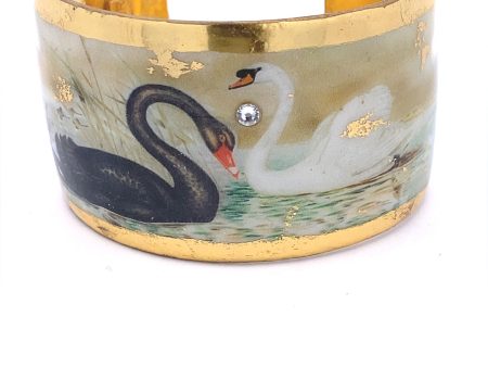 22K Gold Leaf Swan Dance Cuff Bracelet by Evocateur Online