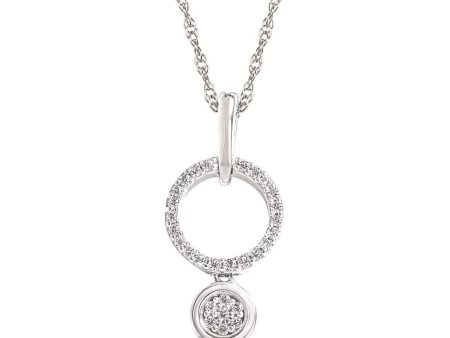 Sterling Silver 0.09ctw Round Diamond Drop Necklace Fashion