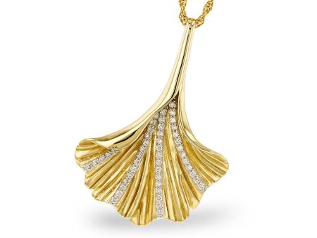 14K Yellow Gold 0.20ctw Diamond Flower Petal Necklace by Allison Kaufman Online Hot Sale