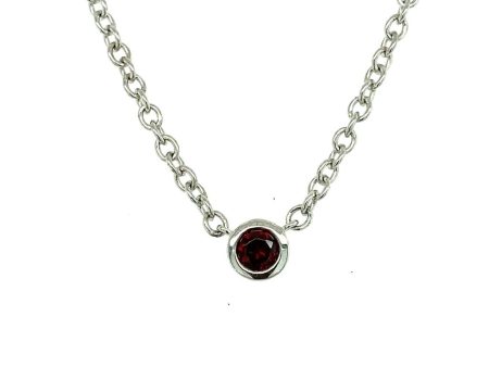 Sterling Silver Round Garnet Solitaire Necklace Online