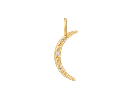 Sterling Silver & 14K Yellow Gold Plated Cubic Zirconia Crescent Moon Charm by Ania Haie For Cheap