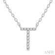 10K White Gold 0.05ctw Diamond Letter  T  Necklace For Sale