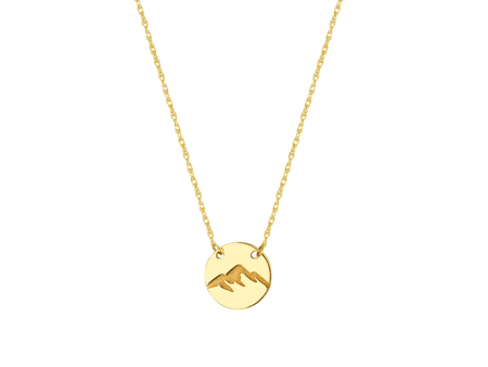 14K Yellow Gold Etched Mountains Pendant Necklace by Midas Chain on Sale