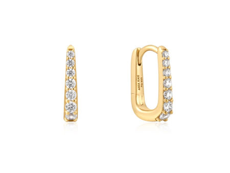 Gold Plated Cubic Zirconia Graduated Oval Huggie Hoop Earrings by Ania Haie Fashion