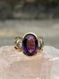 Estate 14K Yellow Gold 5.44ctw Oval Amethyst & Diamond Ring For Sale