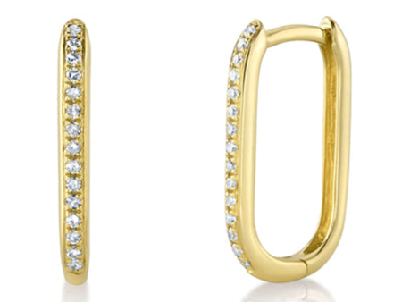 14K Yellow Gold 0.08ctw Diamond Oval Hoop Earrings by Shy Creation Online Hot Sale