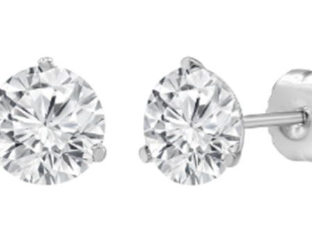 14K White Gold 0.75ctw Round Lab Diamond Solitaire Stud Earrings Supply