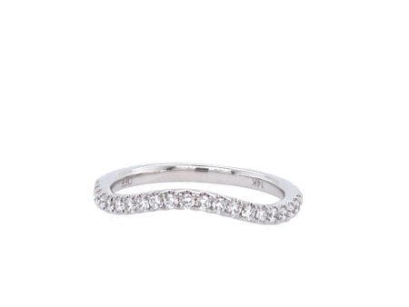 14K White Gold 0.25ctw Round Diamond Contoured Wedding Band Online now