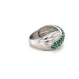 Estate Sterling Silver Emerald Cluster Crossover Band Discount