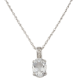 14K White Gold 1.44ctw Oval White Topaz & Diamond Drop Necklace For Cheap