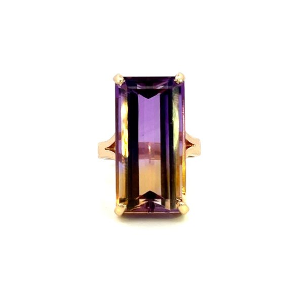 Estate 14K Yellow Gold 18.93ctw Emerald Cut Ametrine Solitaire Ring Sale