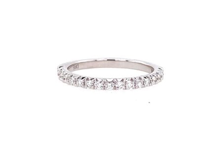 14K White Gold 0.36ctw Round Diamond Half Wedding Band For Discount