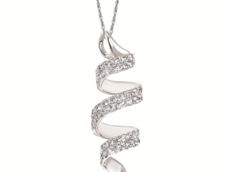 14K White Gold 0.33ctw Diamond Spiral Necklace on Sale