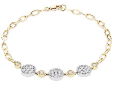 14K Two Tone Gold .48ctw Diamond Cluster Bracelet by Allison Kaufman For Cheap