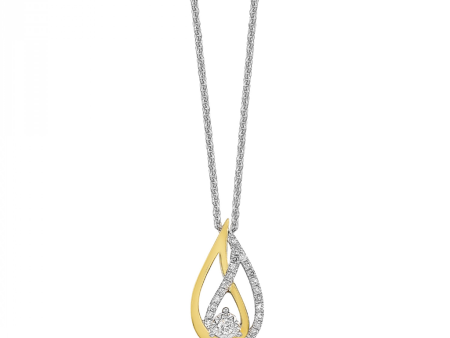 Two Tone Diamond Interlocking Teardrop Necklace Cheap