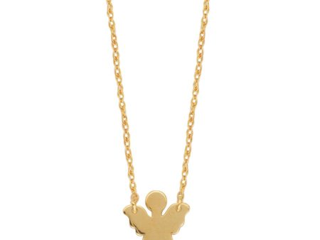 14K Yellow Gold Angel Pendant Necklace by Midas Chain Sale