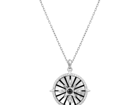 Sterling Silver Mother of Pearl, Black Agate and Enamel Astrolabe Necklace by Ania Haie on Sale