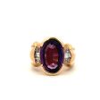 Estate 14K Yellow Gold 5.44ctw Oval Amethyst & Diamond Ring For Sale