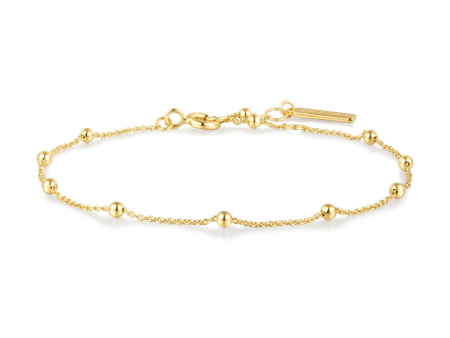 14K Yellow Gold Plated Beaded Station Bracelet by Ania Haie For Discount