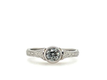 Estate 14K White Gold 0.42ct Diamond Solitaire Engagement Ring Cheap