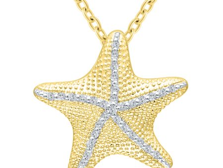 Gold Plated 0.10ctw Diamond Starfish Necklace Hot on Sale