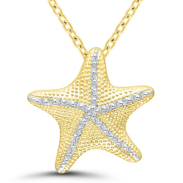 Gold Plated 0.10ctw Diamond Starfish Necklace Hot on Sale