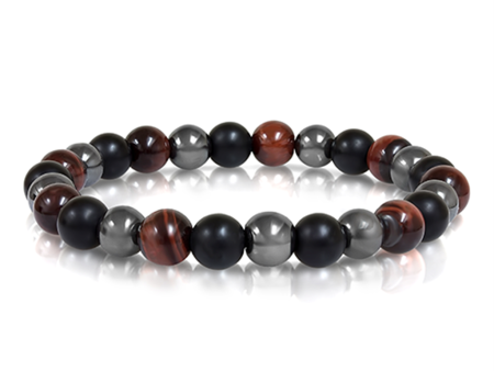 Red Tiger s Eye, Hematite, and Black Onyx Men s Beaded Bracelet Online Sale