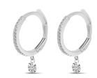 14K White Gold 0.39ctw Diamond Huggie Hoop Drop Earrings Supply