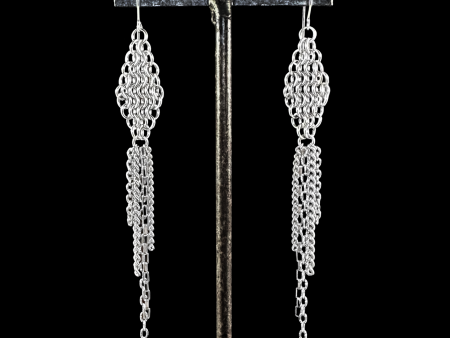 METAL Long Diamond and Tassel Earrings Hot on Sale