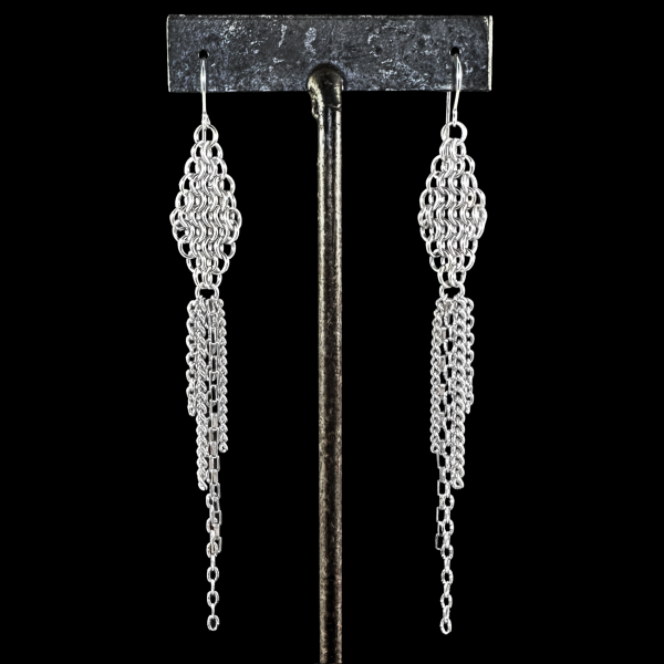 METAL Long Diamond and Tassel Earrings Hot on Sale