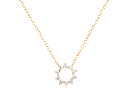 14K Yellow Gold 0.08ctw Diamond Sun Necklace by Aurelie Gi Supply