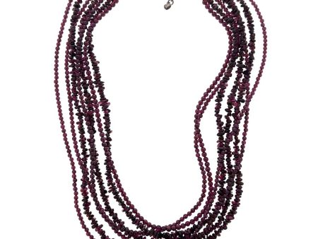 Estate Sterling Silver Multi Strand Garnet Bead Necklace Sale