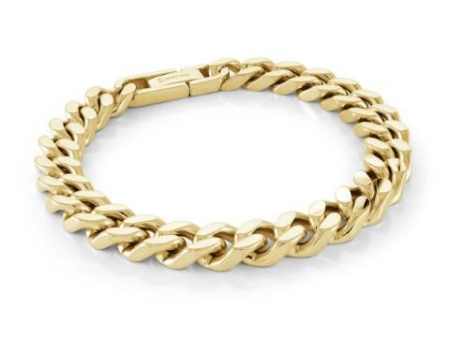 Stainless Steel Yellow Gold Plated Curb Chain Men s Bracelet For Sale