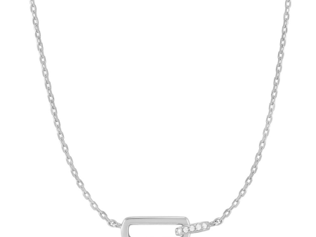 Sterling Silver Cubic Zirconia Interlocking Paperclip Link Necklace by Ania Haie Hot on Sale