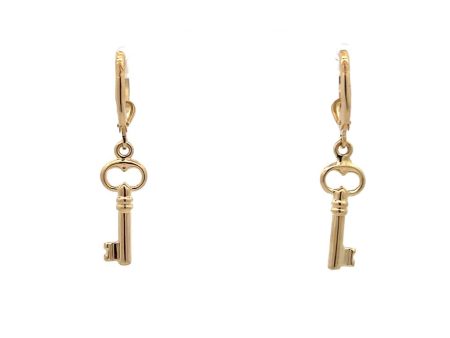 Estate 14K Yellow Gold Key Drop Earrings Online