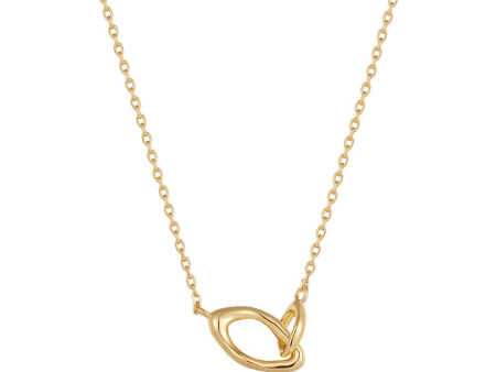 14K Yellow Gold Plated Wave Link Necklace by Ania Haie Supply