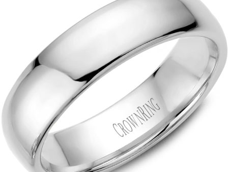 14K White Gold 6mm Lightweight Dome Men s Wedding Band by Crown Ring Discount