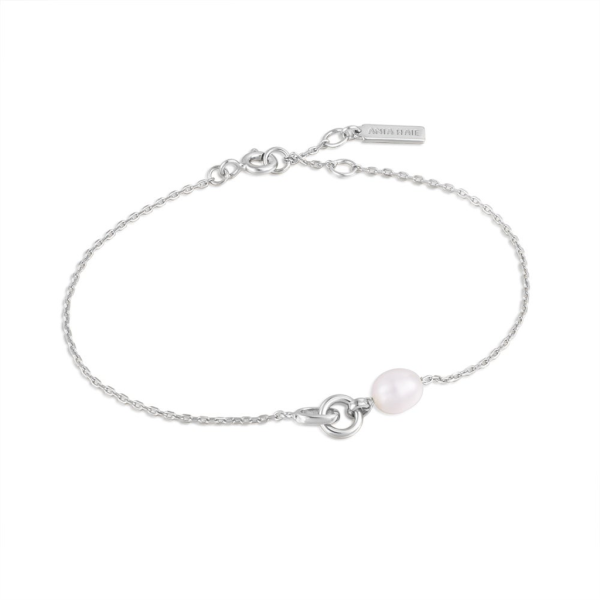 Sterling Silver Pearl Interlocking Link Bracelet by Ania Haie For Cheap