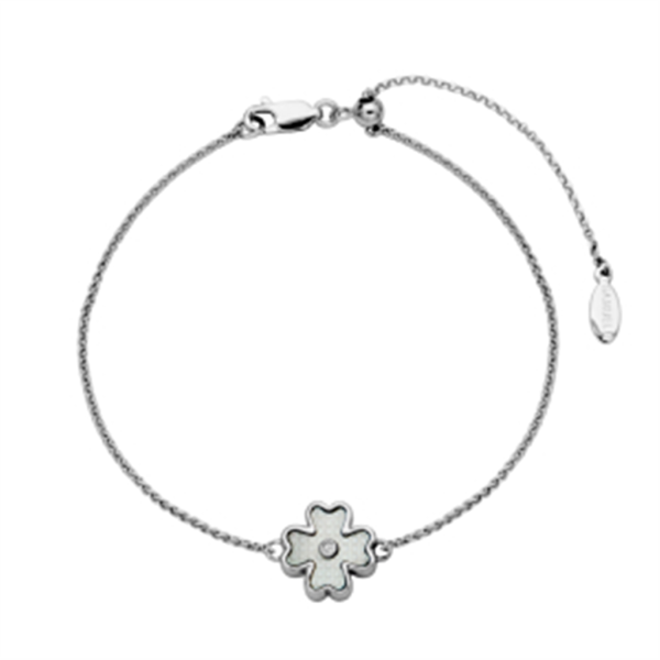 Sterling Silver Mother of Pearl & White Topaz Flower Bolo Bracelet by Samuel B. Sale