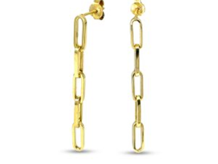 10K Yellow Gold Paperclip Chain Drop Earrings Online Sale