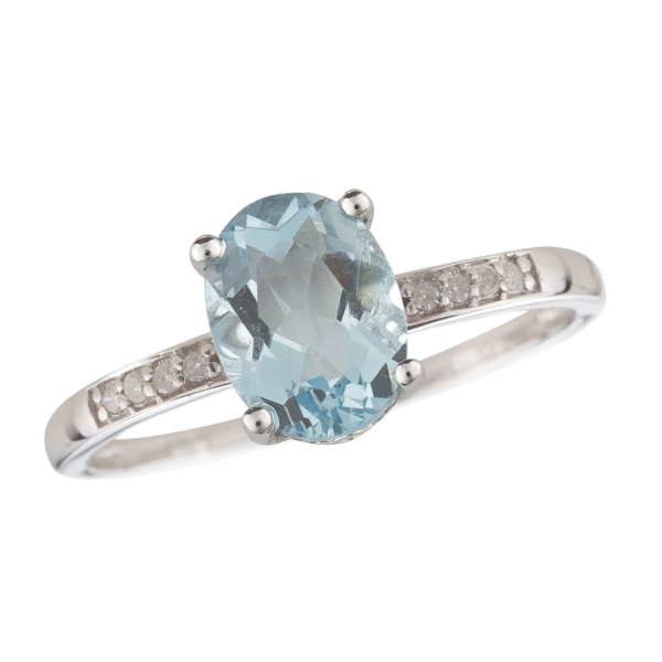 14K White Gold 1.02ctw Oval Aquamarine & Diamond Ring Hot on Sale