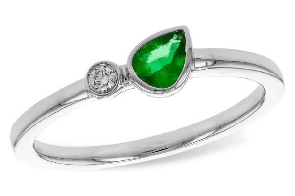 14K White Gold 0.22ctw Pear Emerald & Diamond Ring by Allison Kaufman Online now