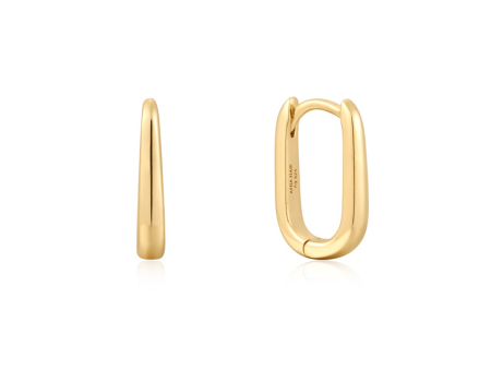 Gold Plated Oval Huggie Hoop Earrings by Ania Haie Cheap